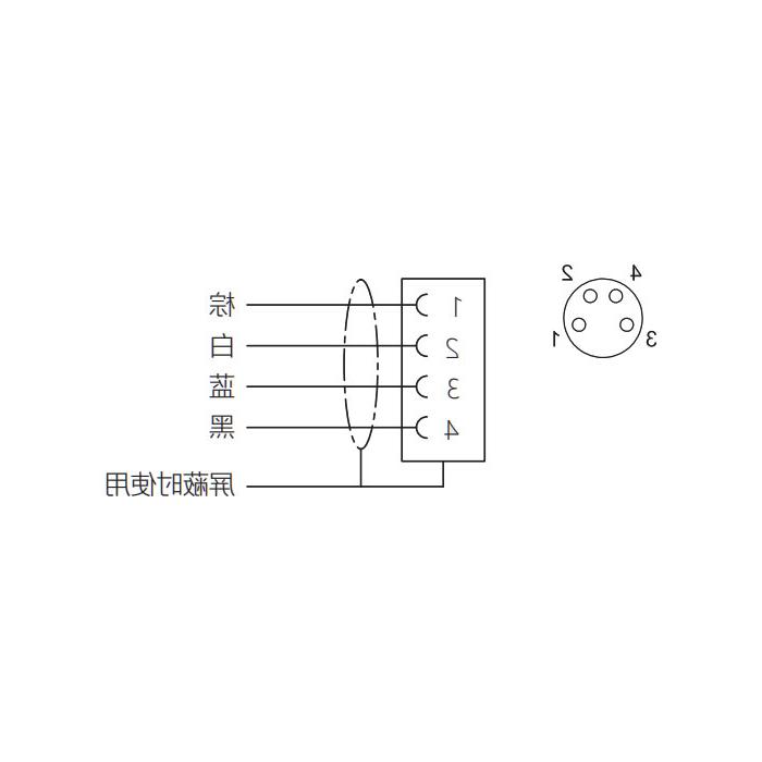 M8 4Pin、母头90°、单端预铸PVC非柔性电缆、灰色护套、63S143-XXX